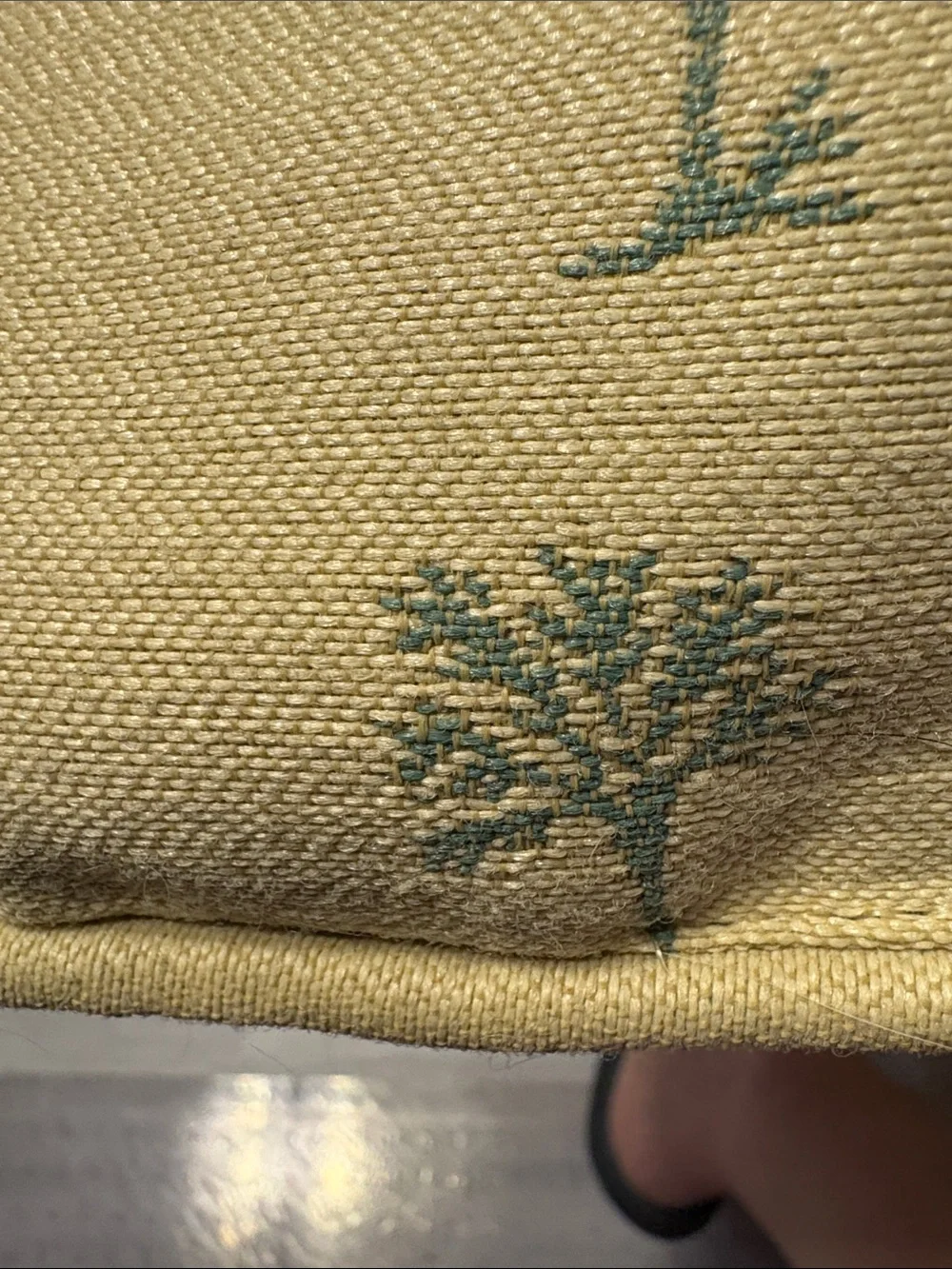 Palm Tree Pattern Accent Pillow - Cream with Light Teal Trees